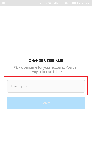 Choose username and click next