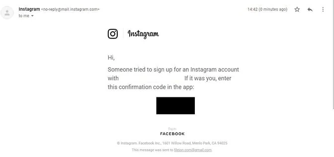 Instagram Confirmation Code