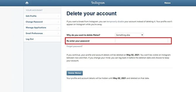 Type your account password